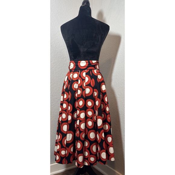 H&M Tribute to Marimenko Full Pleated Skirt Sz 4 Geometric Black Orange Ivory - Picture 6 of 16